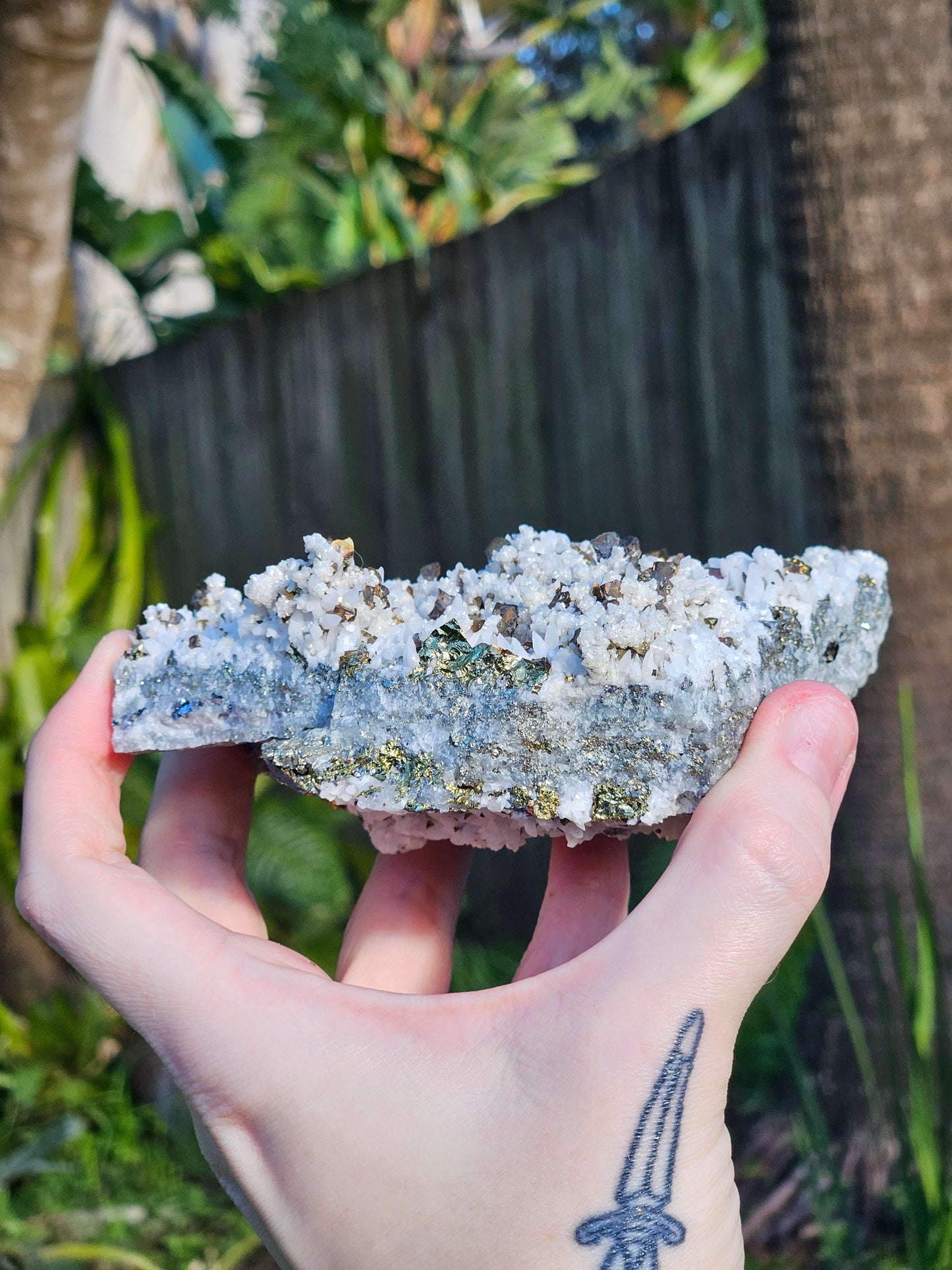 Chalcopyrite on Calcite Specimen A