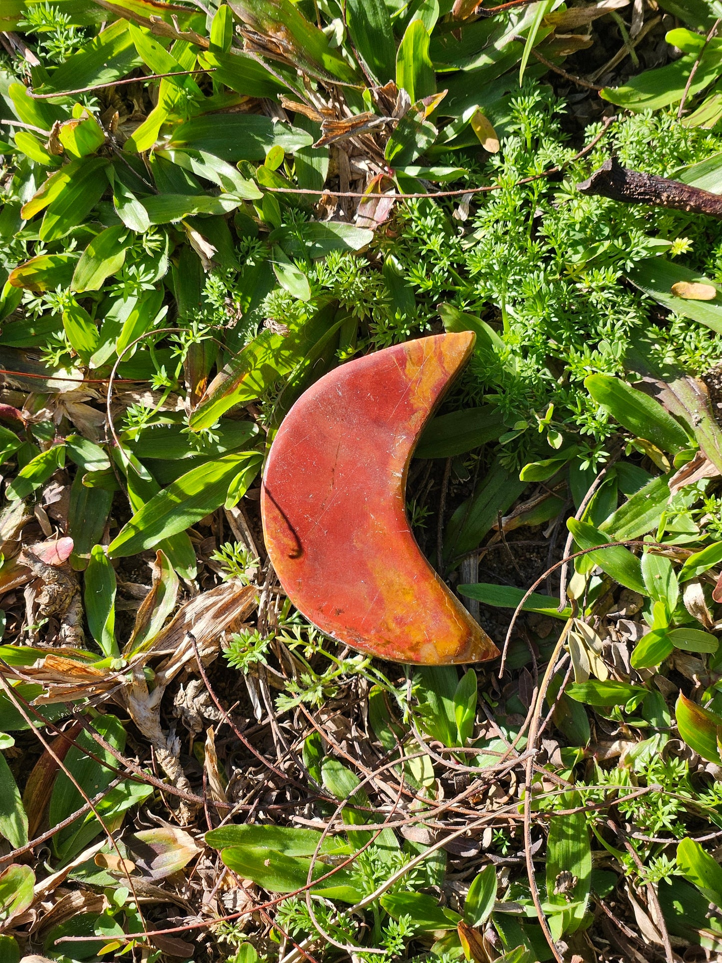 Green Banded Calcite Crescent Moon