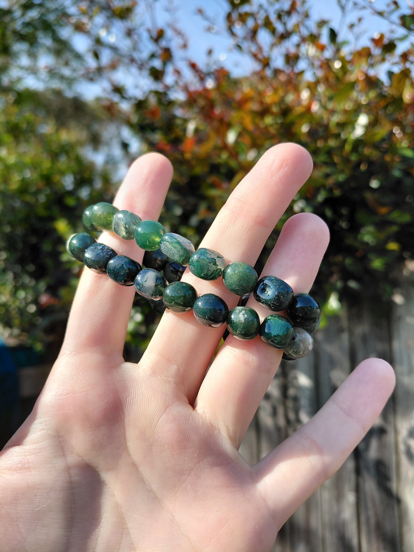 Moss Agate Tumbled Bracelets