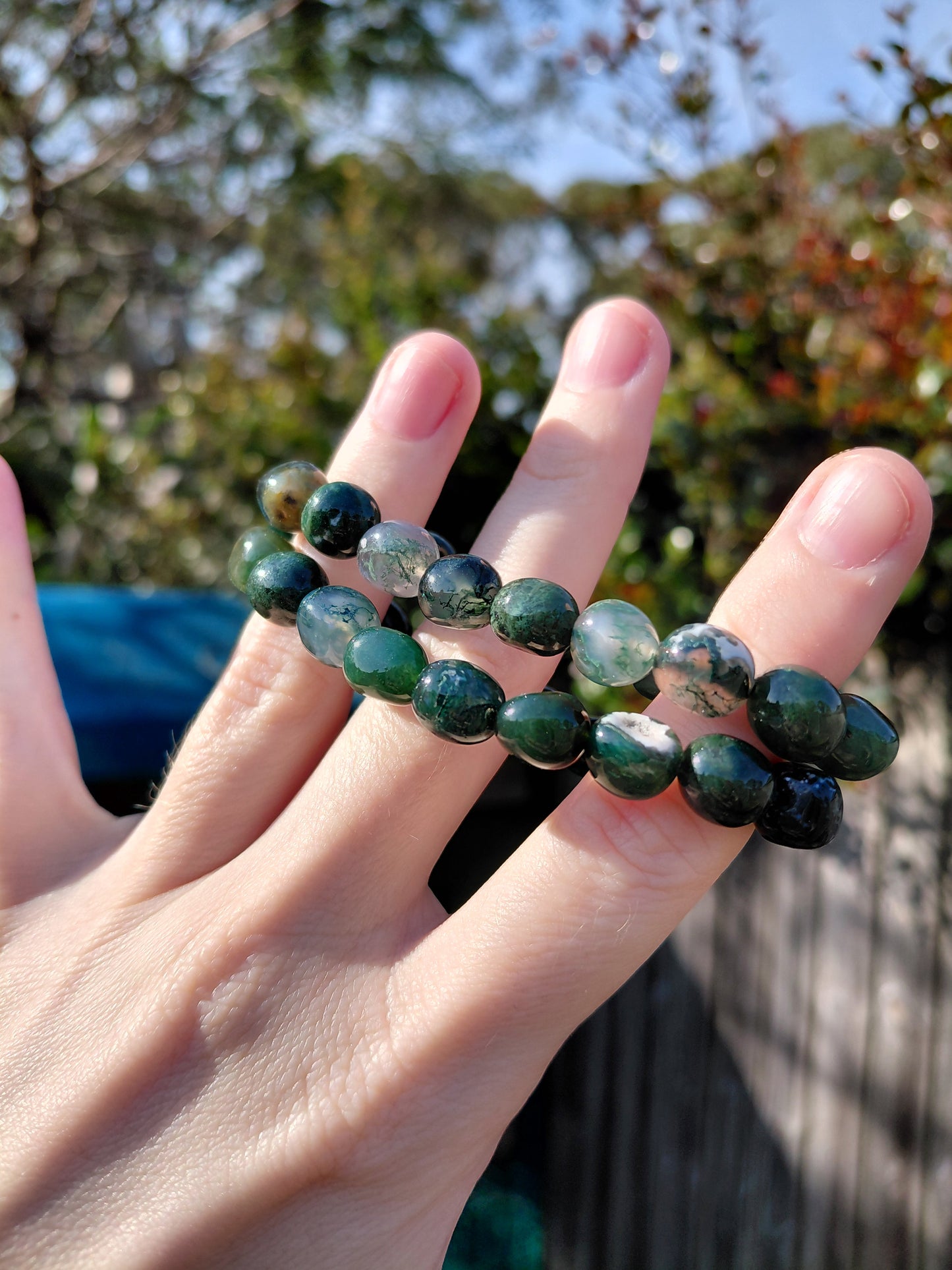 Moss Agate Tumbled Bracelets