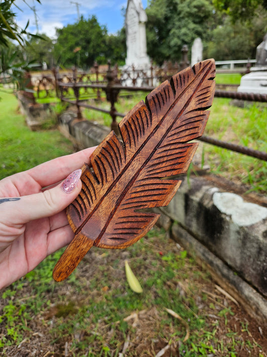 Wooden Leaf-Shaped Trinket Tray