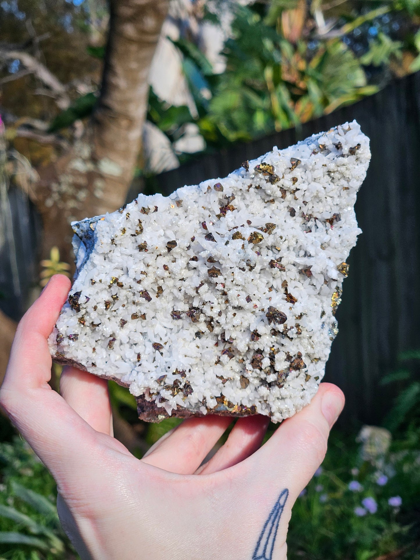 Chalcopyrite on Calcite Specimen A