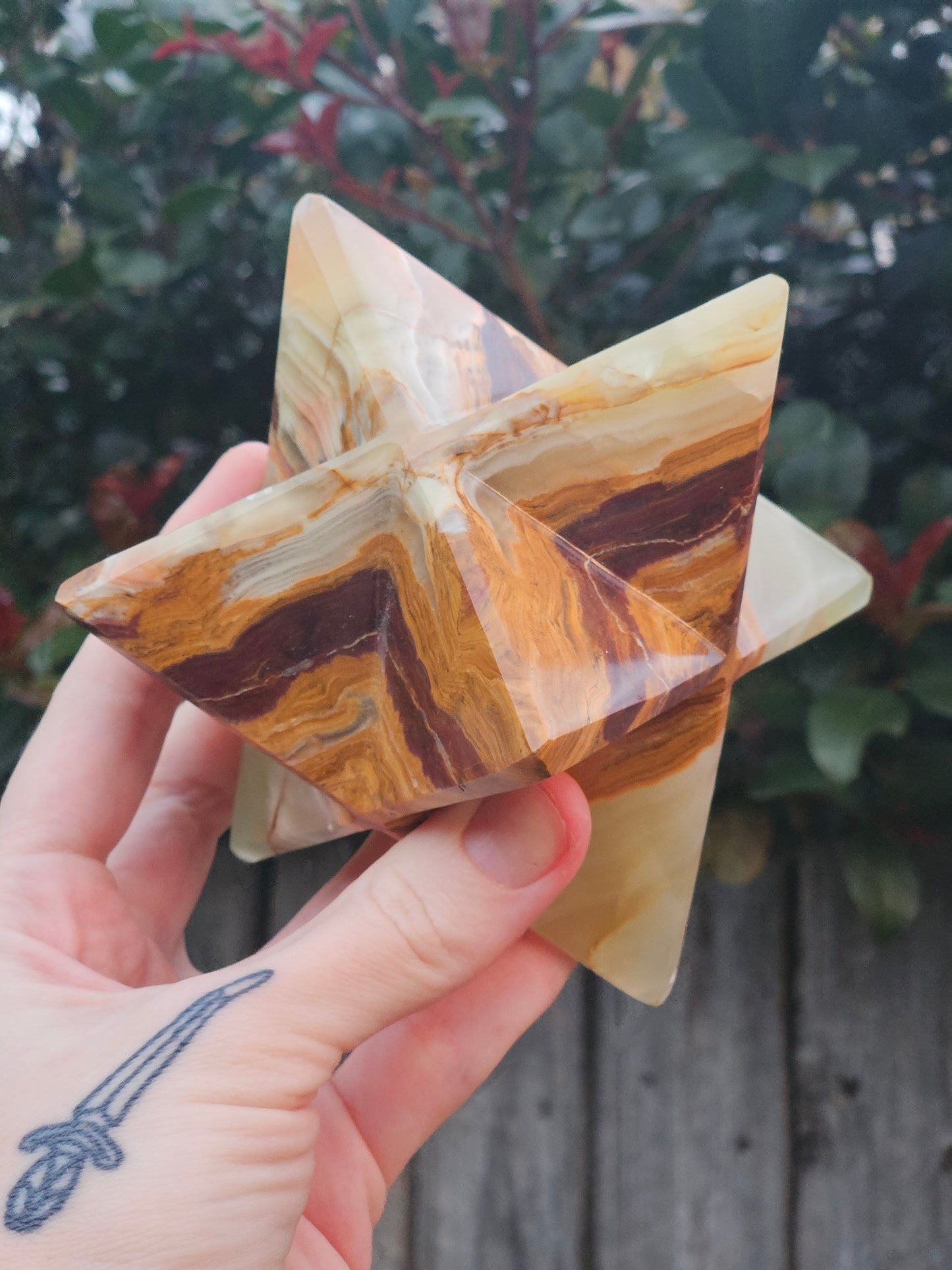 Green Banded Calcite Merkabah A