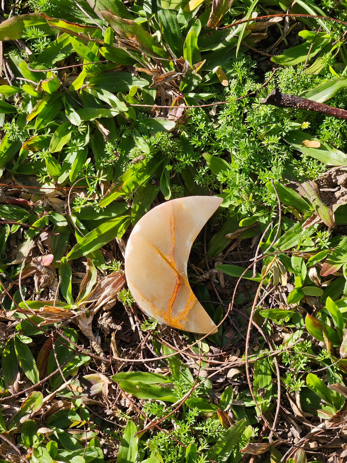 Green Banded Calcite Crescent Moon