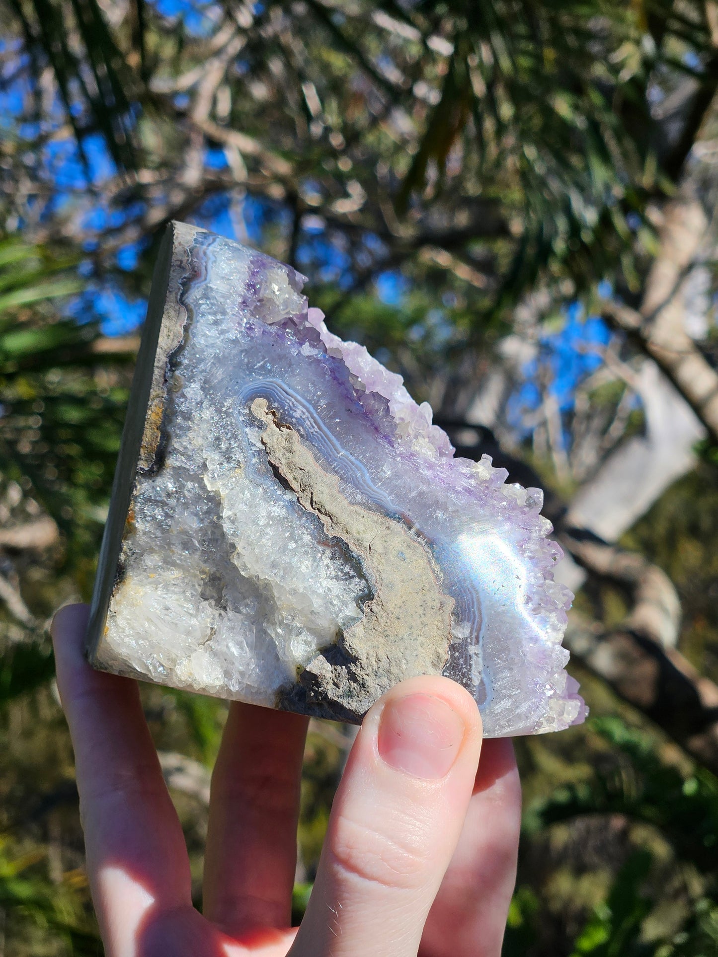 Amethyst Polished Edge Cluster w/ Quartz from Brazil