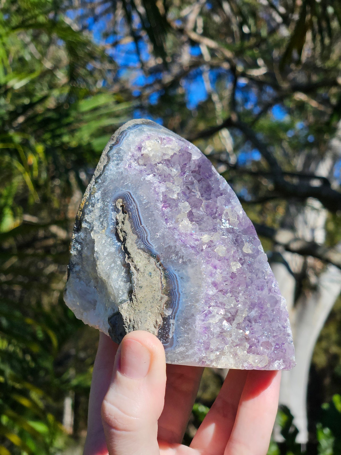 Amethyst Polished Edge Cluster w/ Quartz from Brazil