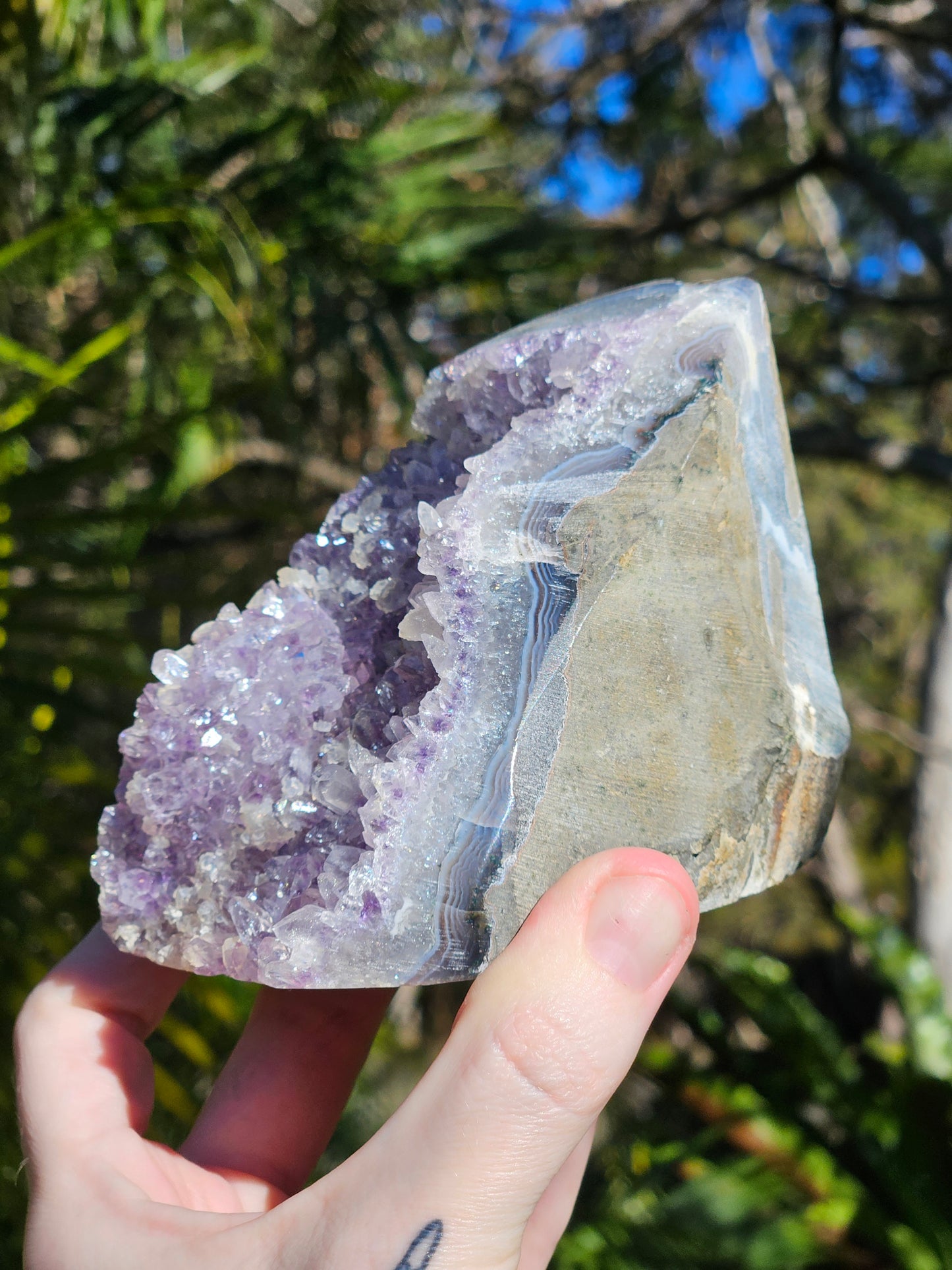 Amethyst Polished Edge Cluster w/ Quartz from Brazil