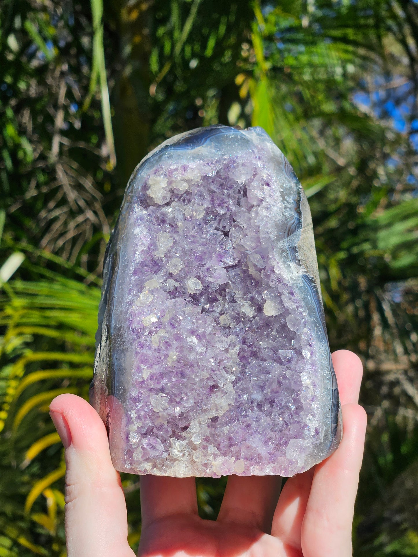 Amethyst Polished Edge Cluster w/ Quartz from Brazil