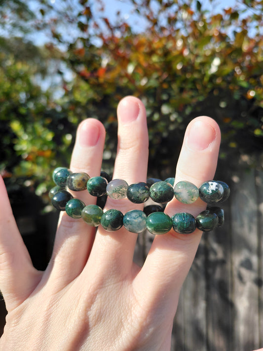 Moss Agate Tumbled Bracelets