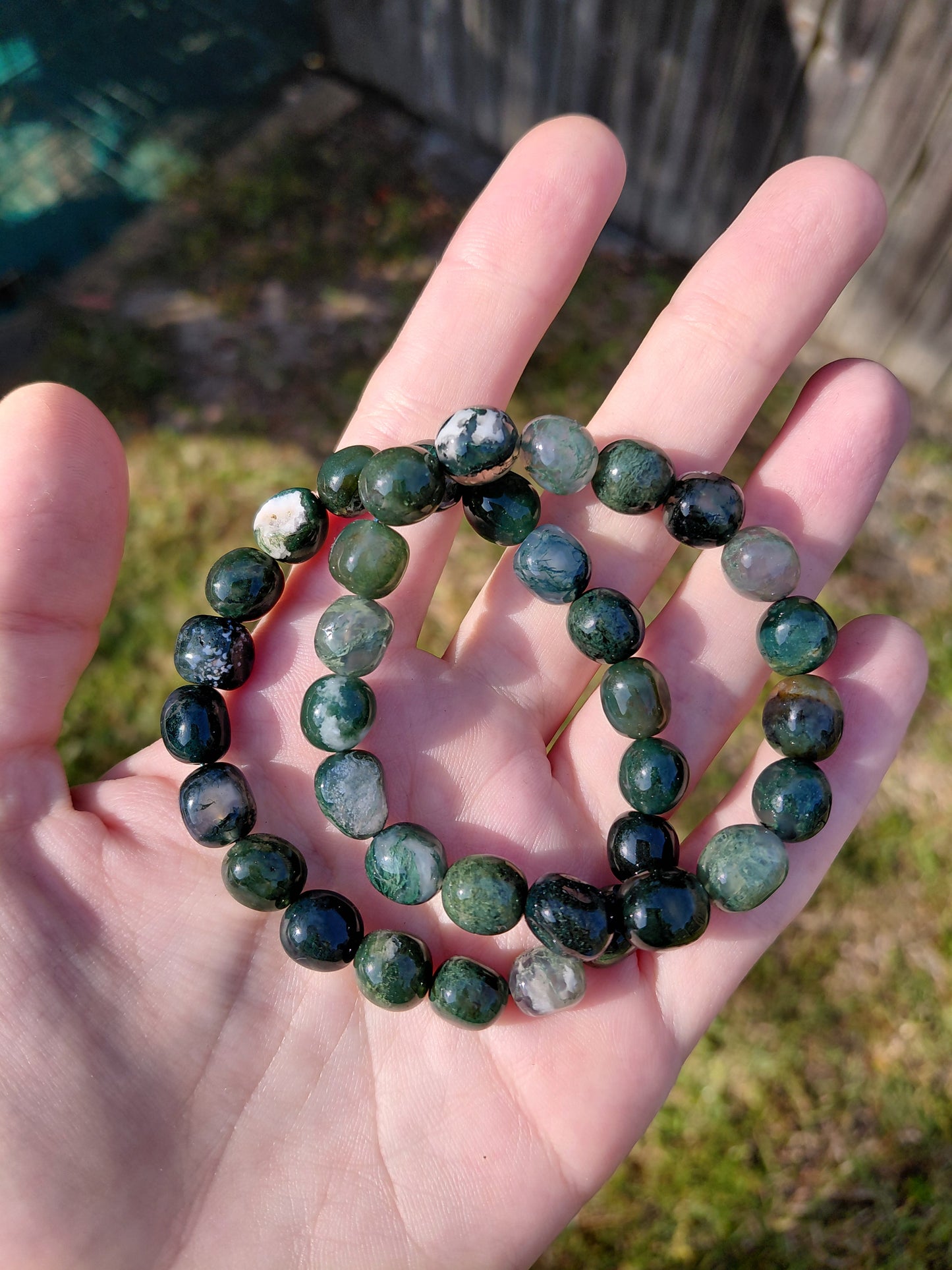 Moss Agate Tumbled Bracelets