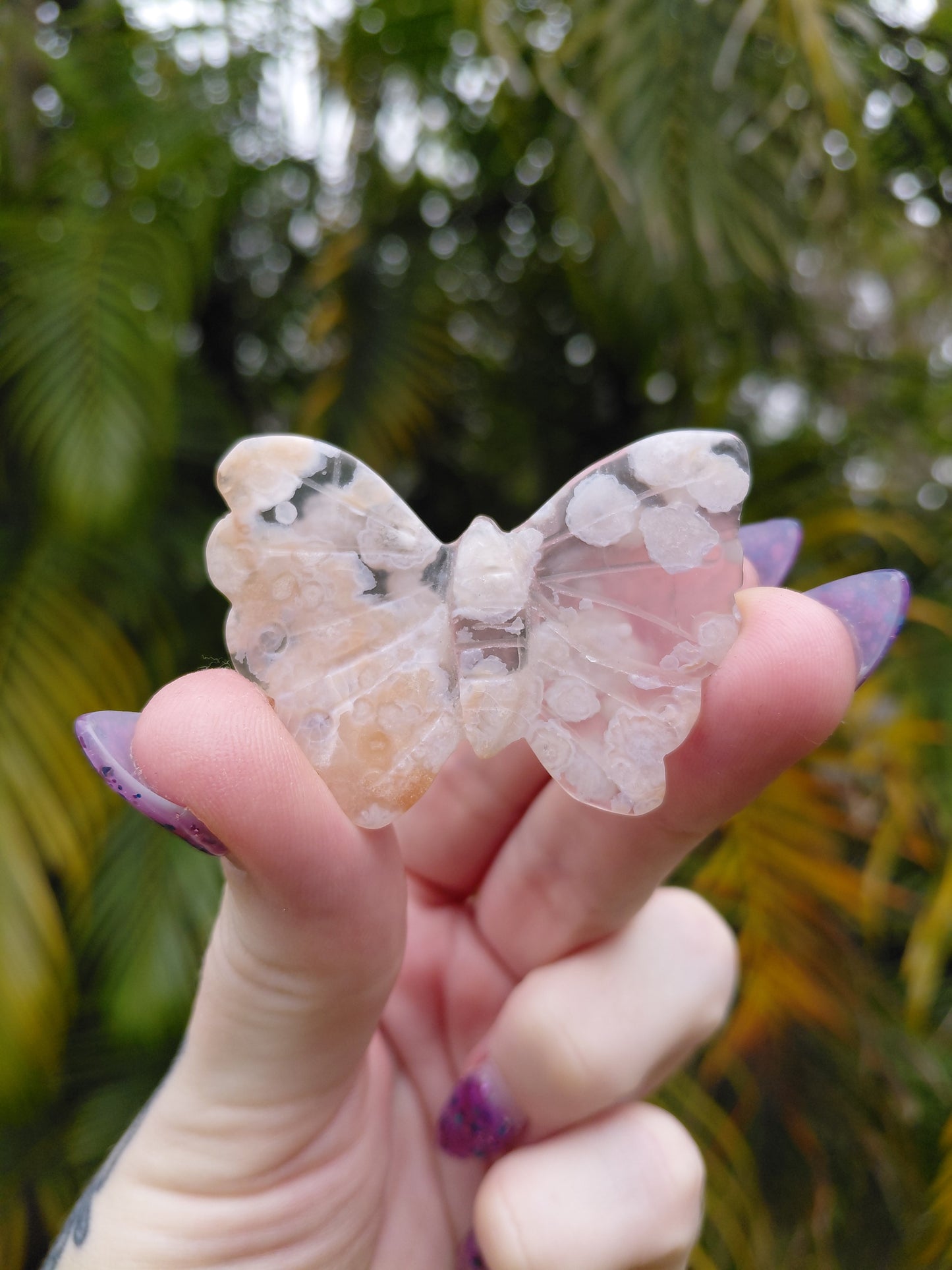 Flower Agate Butterfly Carvings