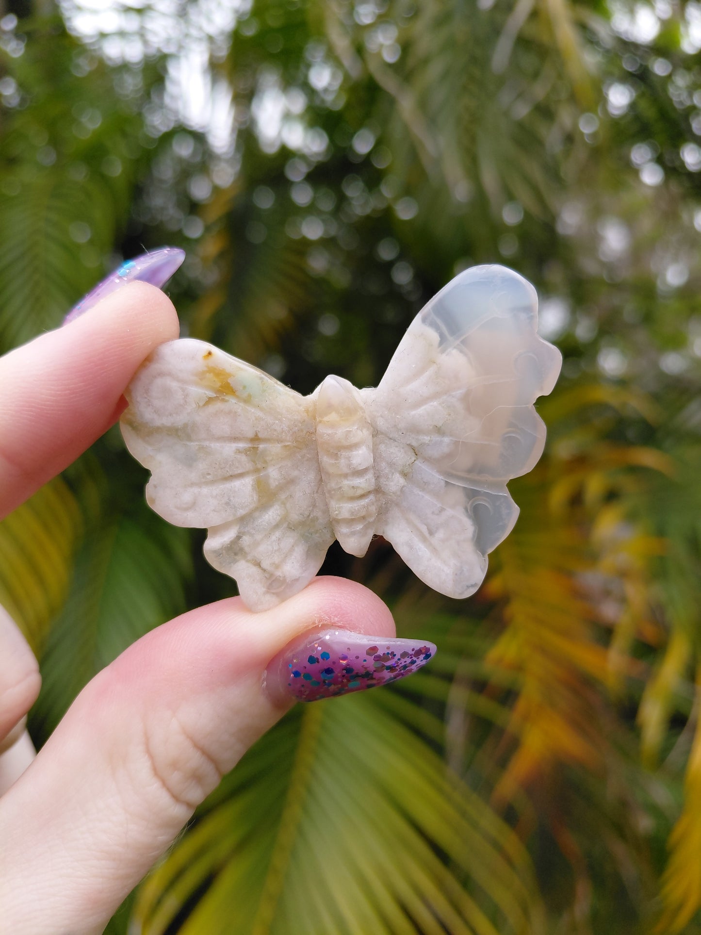 Flower Agate Butterfly Carvings
