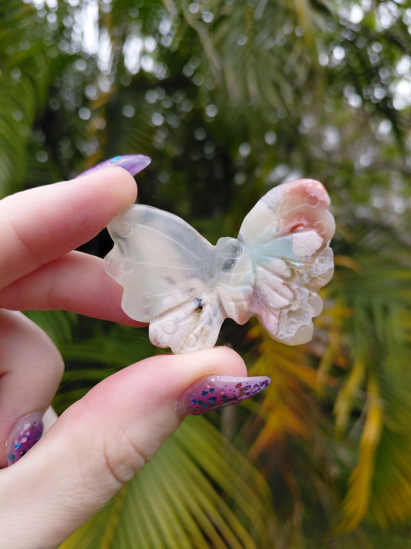Flower Agate Butterfly Carvings