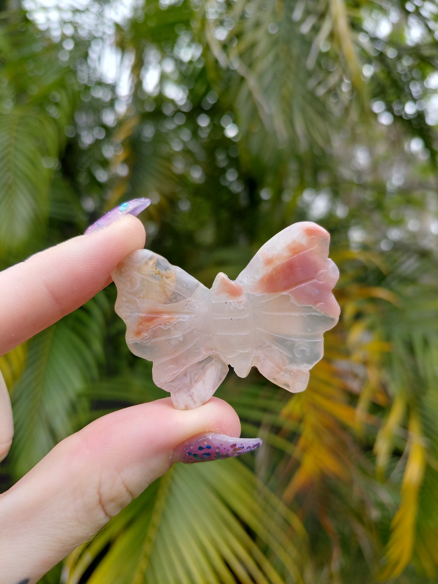 Flower Agate Butterfly Carvings