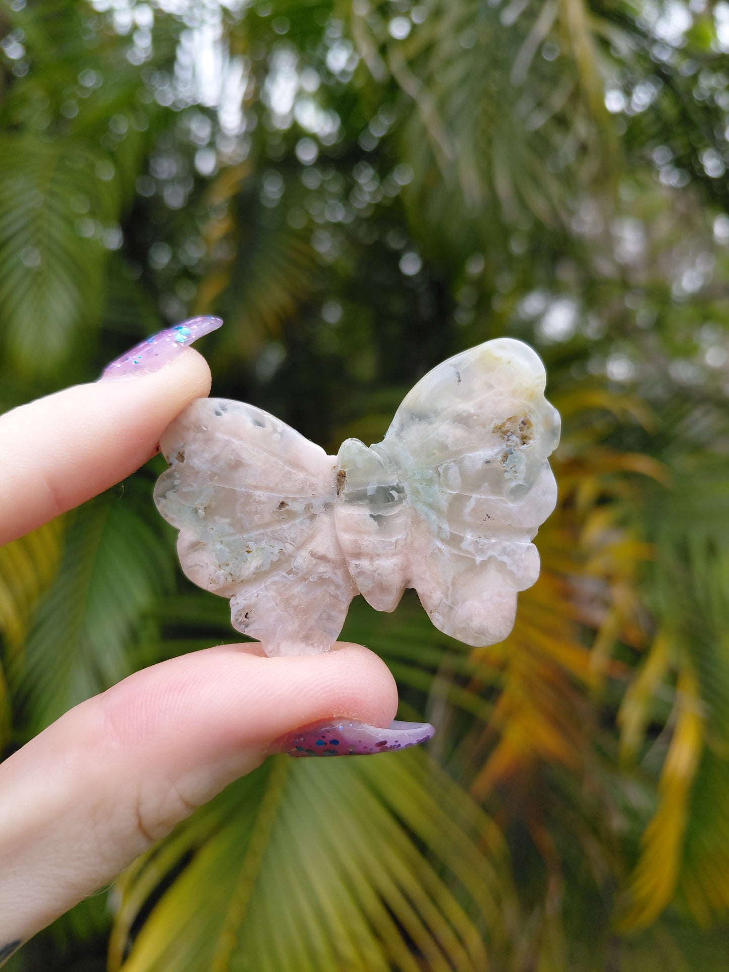 Flower Agate Butterfly Carvings