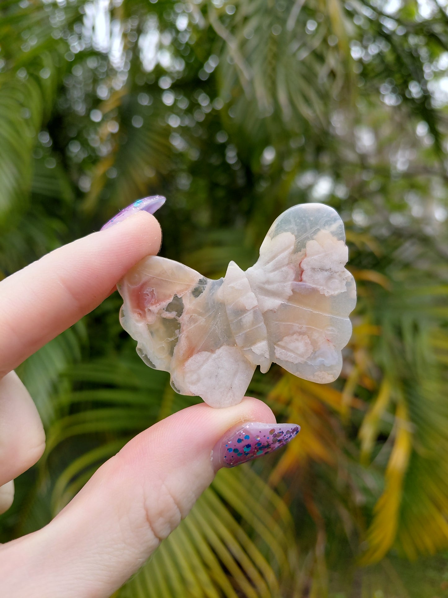 Flower Agate Butterfly Carvings