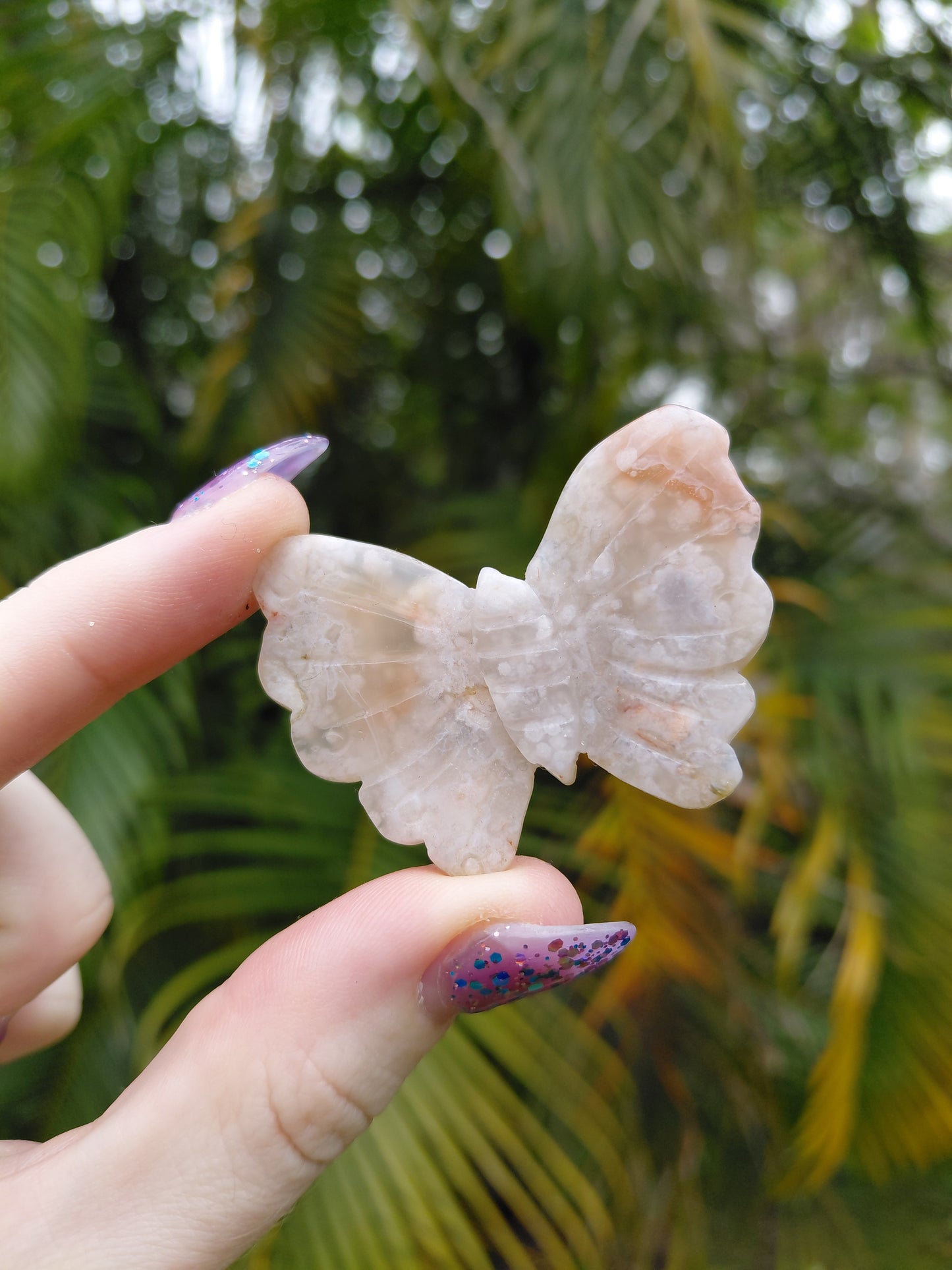 Flower Agate Butterfly Carvings