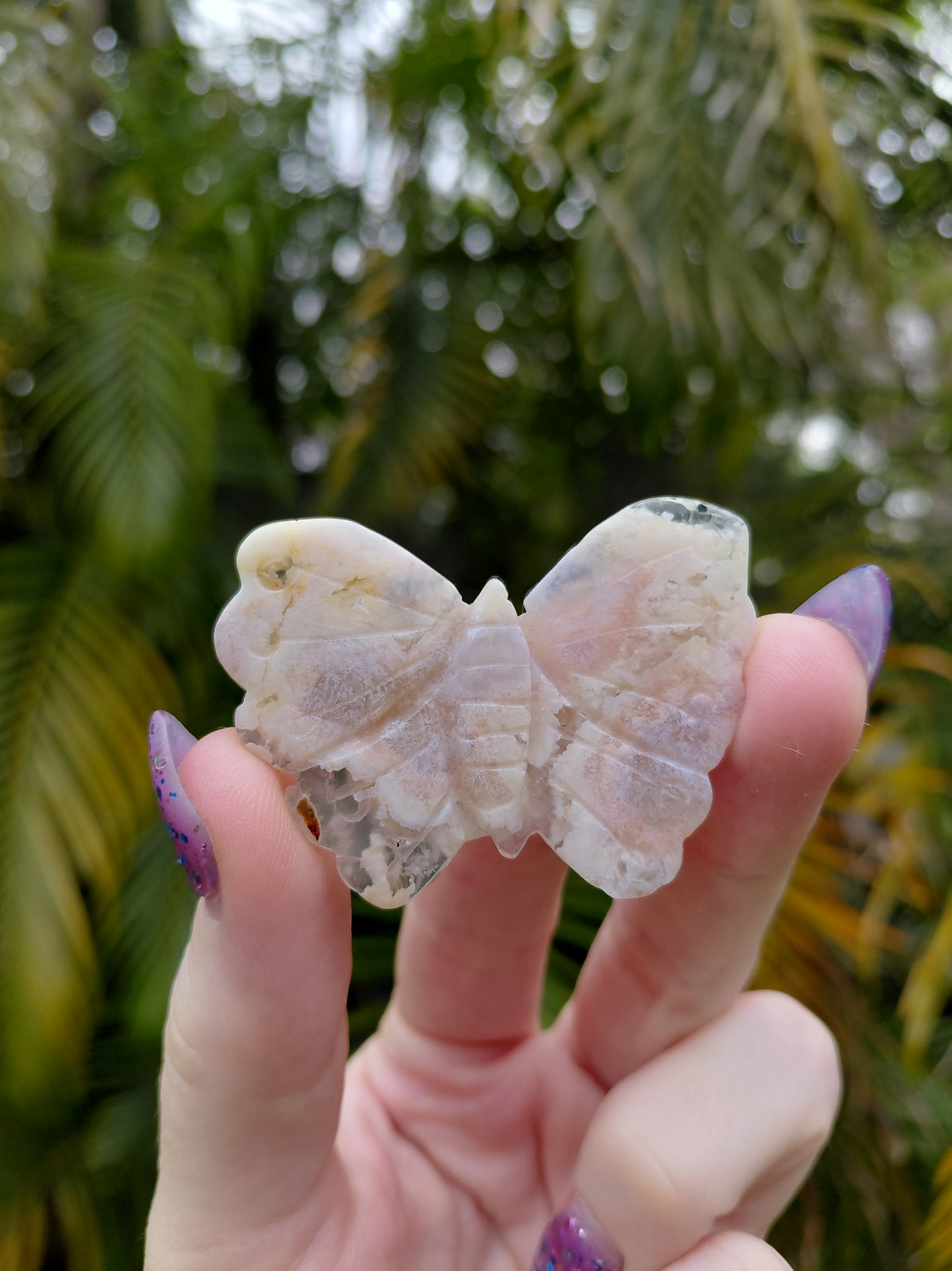 Flower Agate Butterfly Carvings